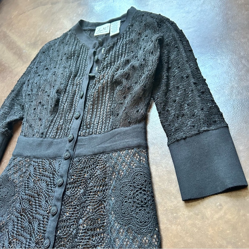 ANTHROPOLOGIE brand Beguile by Byron Lars- size 0 Black Long Sleeve Lace Dress - Picture 9 of 17